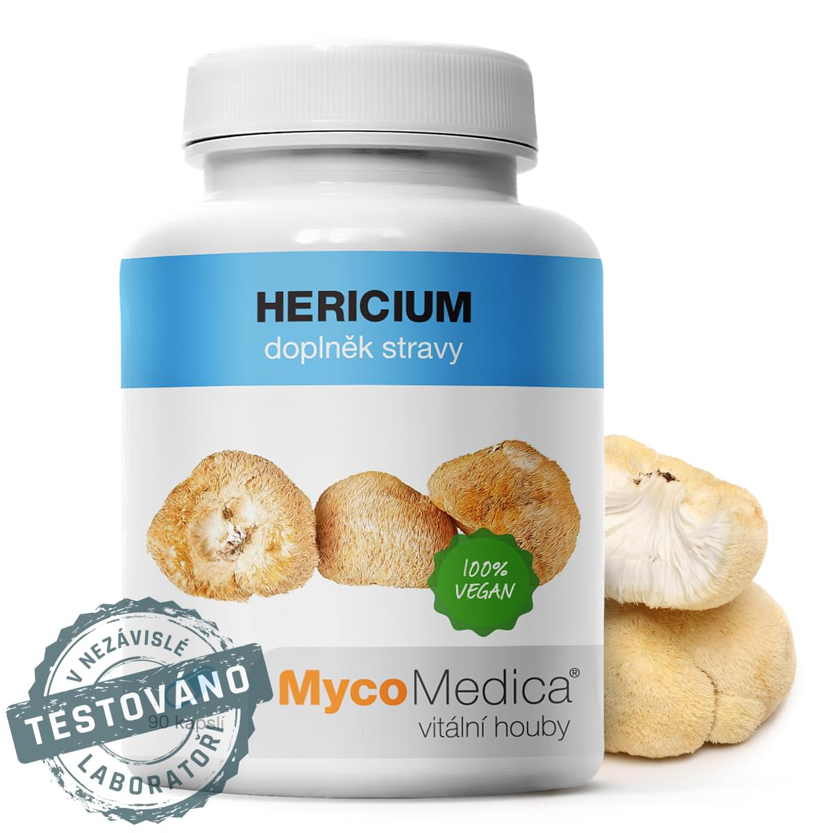 MycoMedica Hericium Extrakt (Lions mane), 500 mg, 90 rostlinných kapslí